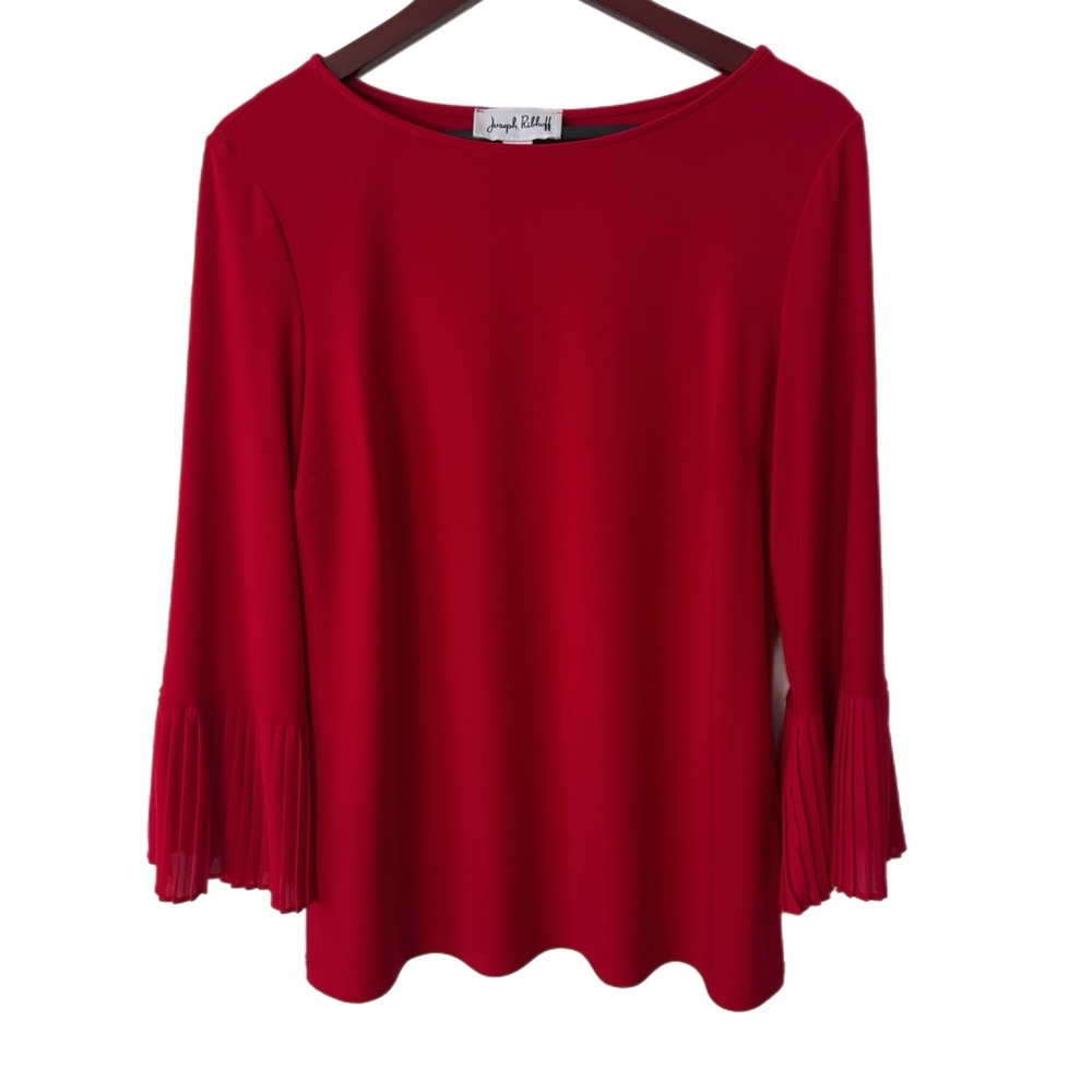 JOSEPH RIBKOFF Top Blouse Pleated Bell Sleeve Sz 12